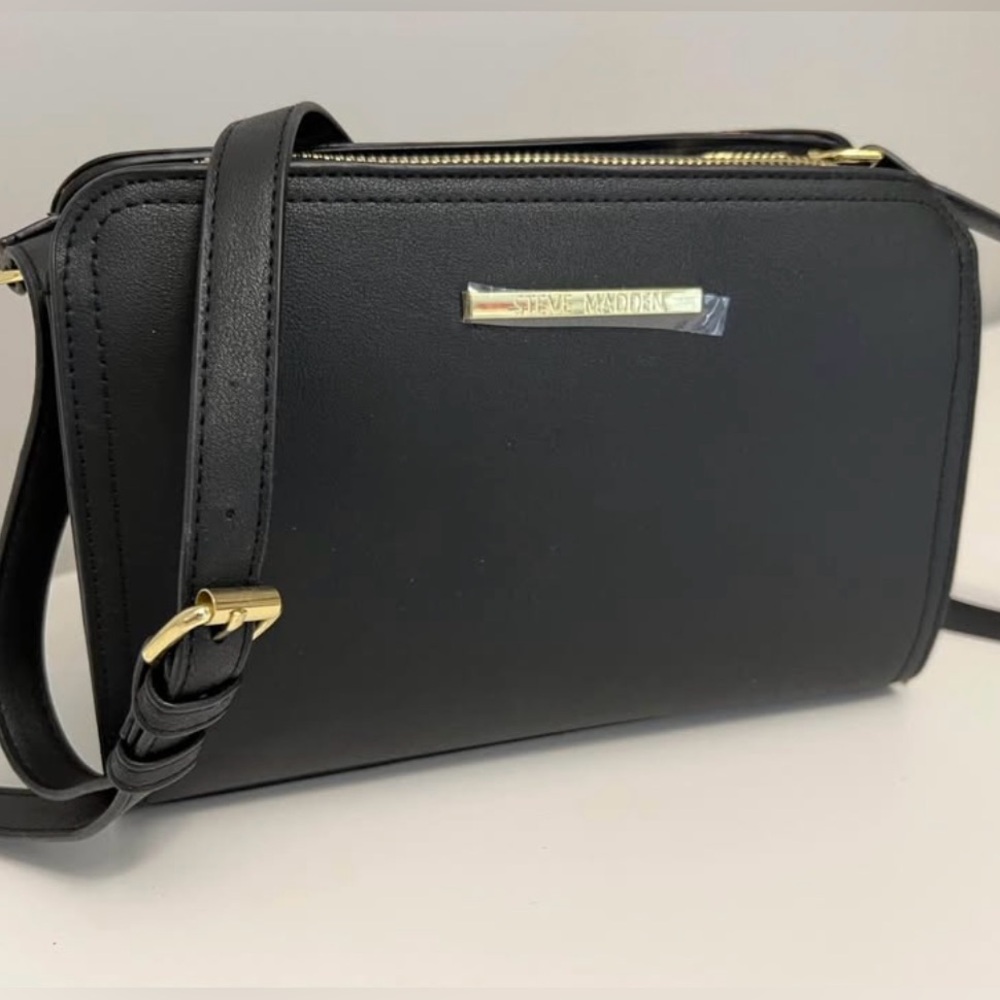 NWT 🖤 Steve Madden Black Leather Shoulder and Crossbody Bag